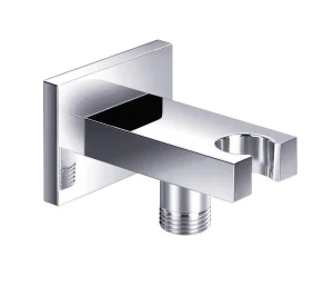 Just Taps Square Minimalist Wall Outlet And Holder Chrome