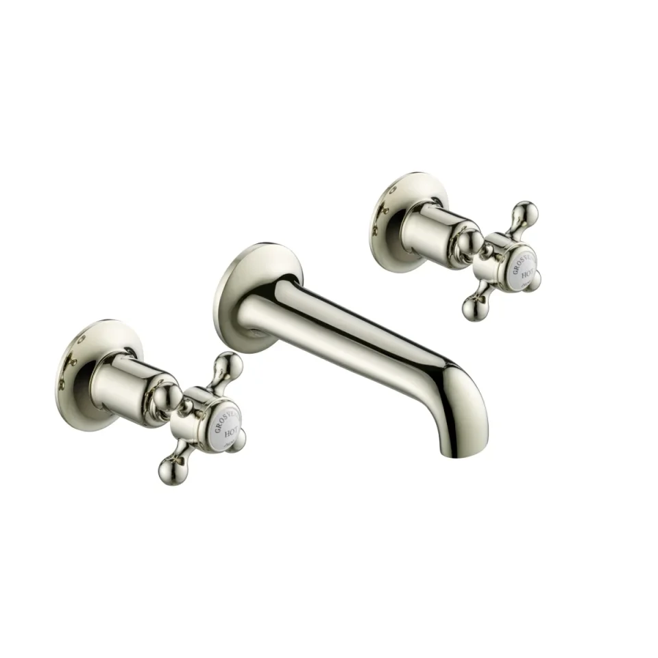 Just Taps Grosvenor Cross 3 Hole Wall Mounted Basin Mixer Chrome product image - Image 1