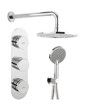 Crosswater Dial Central Thermostatic Shower Valve With 2 Way Diverter, Shower Head, Arm & Shower Kit Chrome product image - Image 1