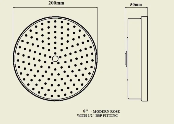 Crosswater Waldorf Shower Head 8" Chrome technical drawing - Image 2