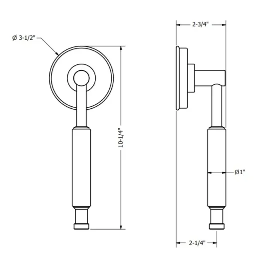Crosswater Waldorf Handset Hexagonal Handle Chrome technical drawing - Image 2
