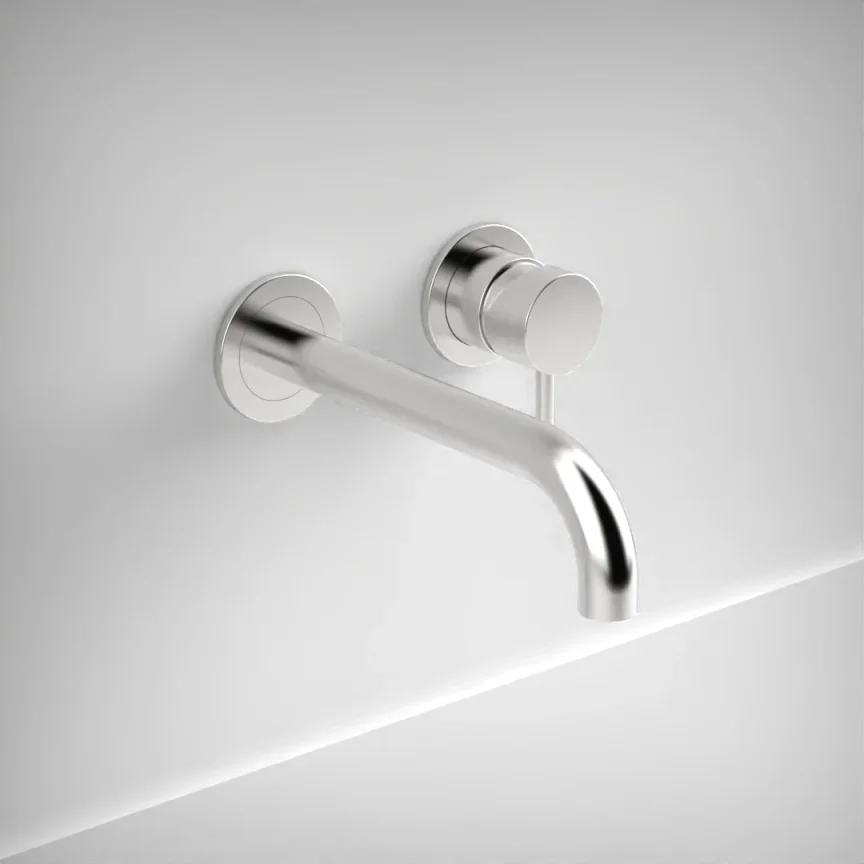 AVA Trend 2 Hole Wall Mounted Basin Mixer Tap Polished Stainless Steel product image - Image 1