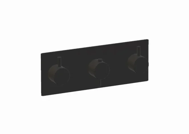 Ava Trend 3 Way 3 Handle Thermostatic Valve W/ Backplate - Brushed Black detail view - Image 2