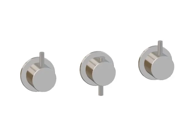 Ava Trend 2 Way 3 Handle Thermostatic Valve W/ Flanges - Polished Stainless Steel detail view - Image 2