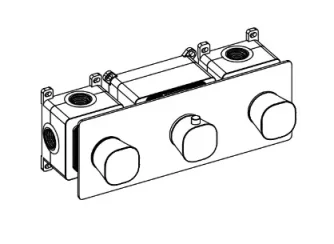 Ava Purity 4 Way 3 Handle Thermostat Valve W/backplate - Brushed Black