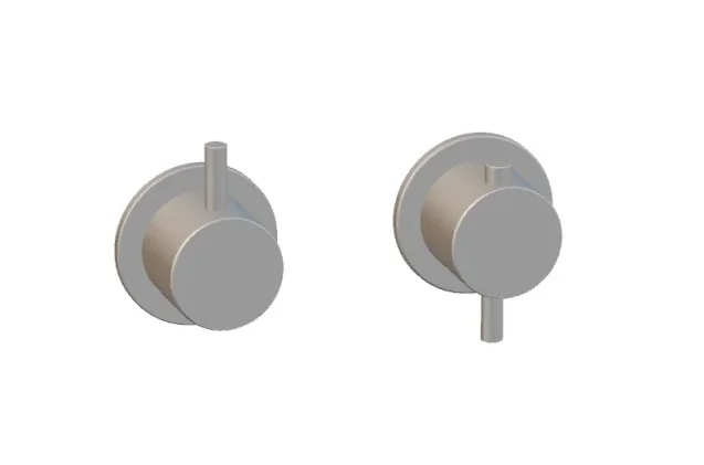 Ava Trend 2 Way 2 Handle Thermostatic Valve W/flanges - Brushed Stainless Steel detail view - Image 2