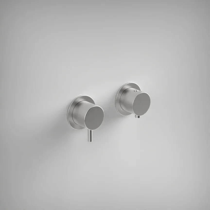 Ava Trend 2 Way 2 Handle Thermostatic Valve W/flanges - Brushed Stainless Steel product image - Image 1