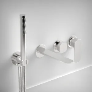 Ava Purity Thermostatic 4 Hole Wall Mounted Bath Shower Mixer - Polished Stainless Steel