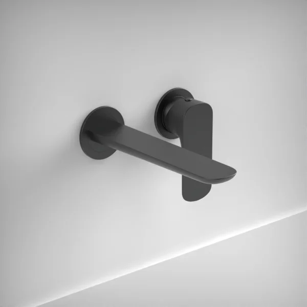 Ava Purity 2 Hole Wall Mounted Basin Mixer W/ Flanges - Brushed Black