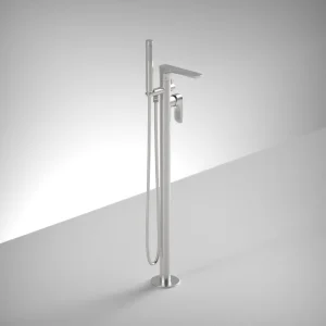 Ava Purity Floor Mounted Bath Shower Mixer - Brushed Stainless Steel