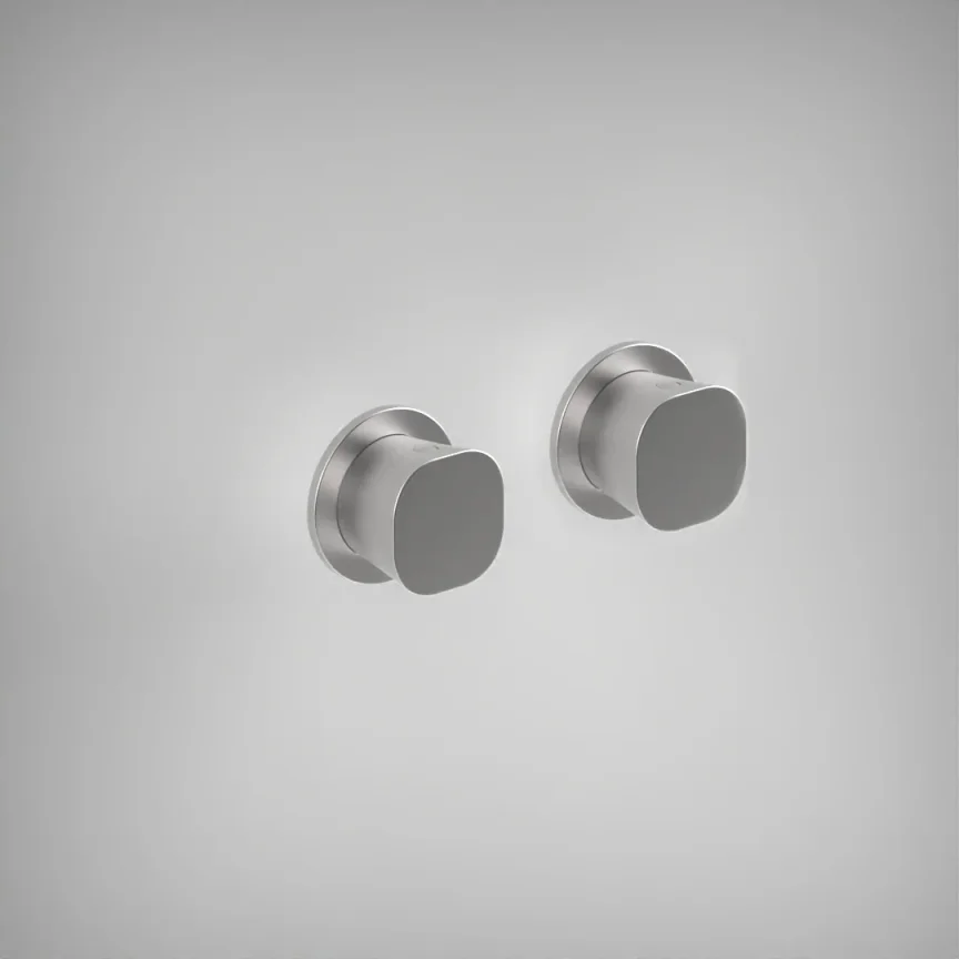 Ava Purity Hot & Cold Stop Valves W/ Flanges - Brushed Stainless Steel product image - Image 1