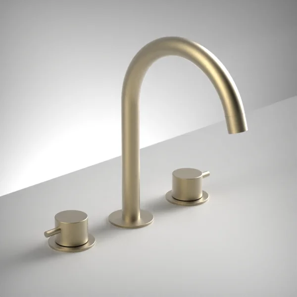 Ava Trend 3 Hole Deck Mounted Bath Mixer - Brushed Brass