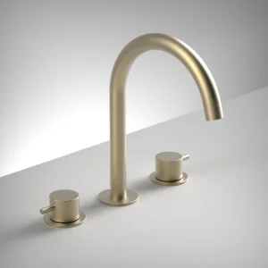 Ava Trend 3 Hole Deck Mounted Bath Mixer - Brushed Brass
