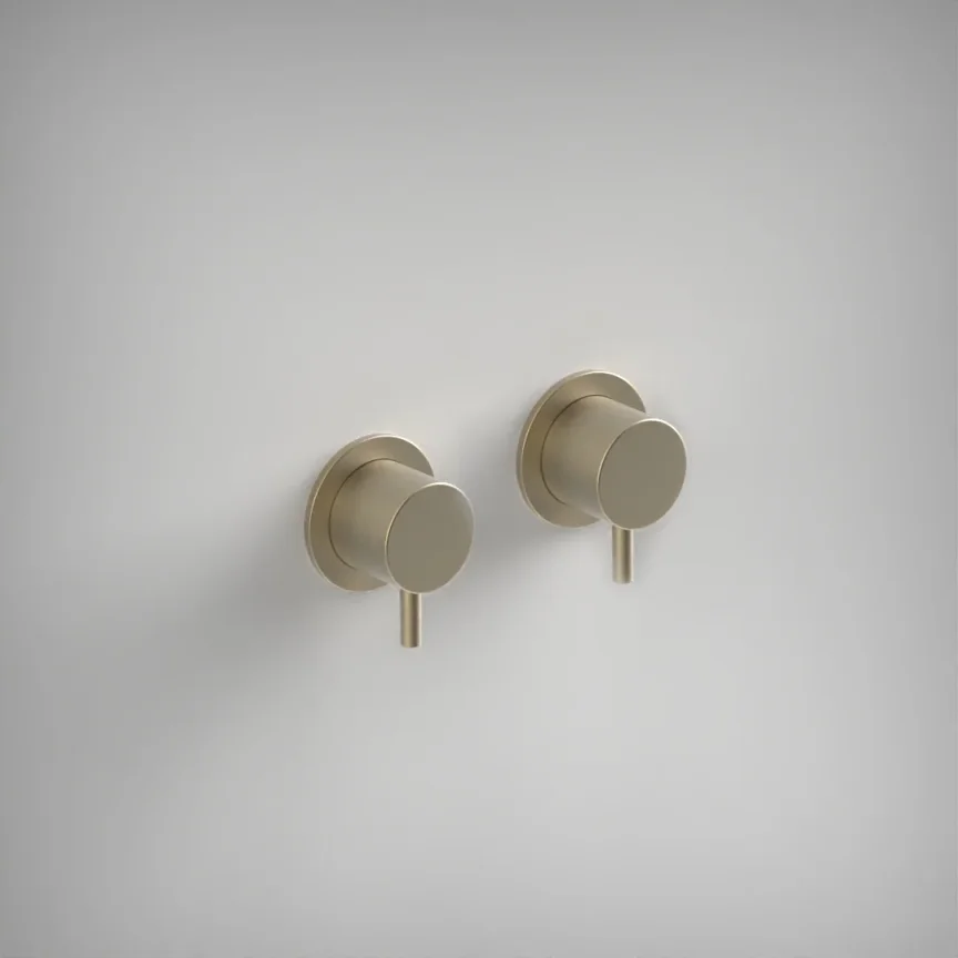 Ava Trend Hot & Cold Stop Valves W/ Flanges - Brushed Brass product image - Image 1