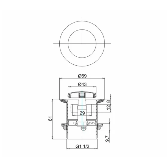 Britton Click Clack Bath Waste Slotted detail view - Image 2