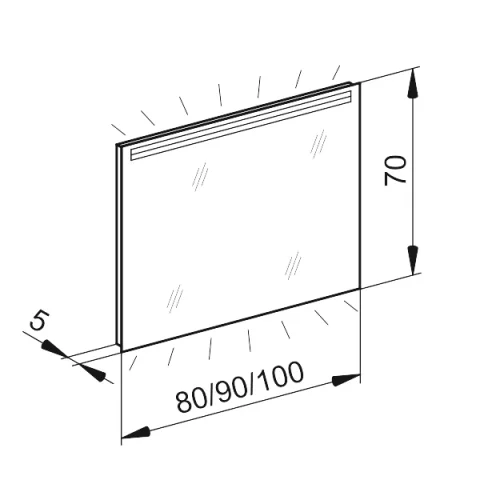 Schneider Illuminated Mirror Aranga Led Ara/sp 80/led, 4000k, White technical drawing - Image 2
