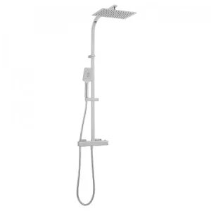Vado Phase Showering Column With Thermostatic Shower Valve, Rectangular Aquablade Shower Head And Nebula Square 3 Function Showering Handset Chrome