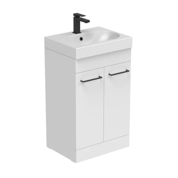 Saneux Austen 60cm 2 Door Floor Standing Unit - Matte White