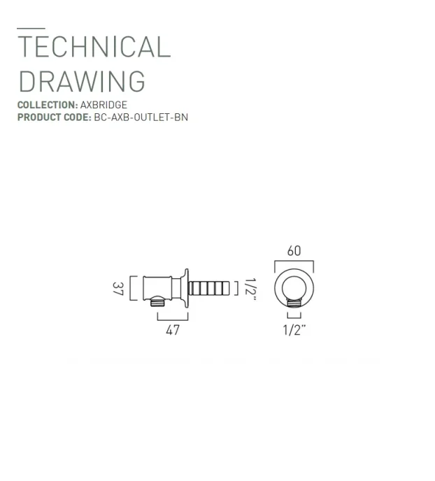 Booth & Co. Wall Outlet Bright Nickel & N/a technical drawing - Image 2