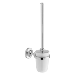 Booth & Co. Toilet Brush And Ceramic Holder Chrome & White