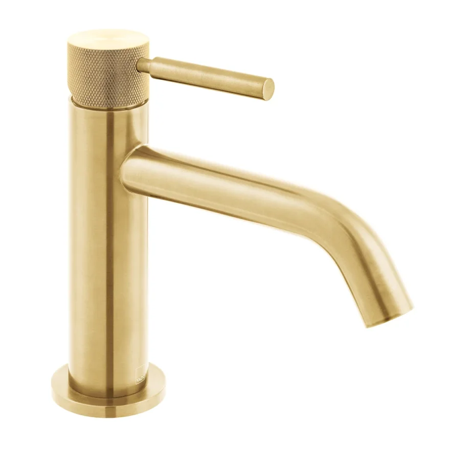 Vado Individual Origins Knurled Slimline Mono Basin Mixer With Knurled Handle Brushed Gold product image - Image 1