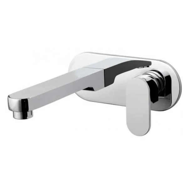 Vado Life 2 Hole Basin Mixer Single Lever With 200mm Spout Wall Mounted With Oval Back Plate Chrome