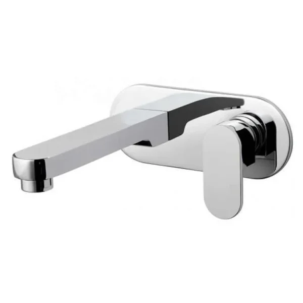 Vado Life 2 Hole Basin Mixer Single Lever With 200mm Spout Wall Mounted With Oval Back Plate Chrome product image - Image 1