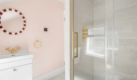360° View - The Blush & Brass Loft Shower Room