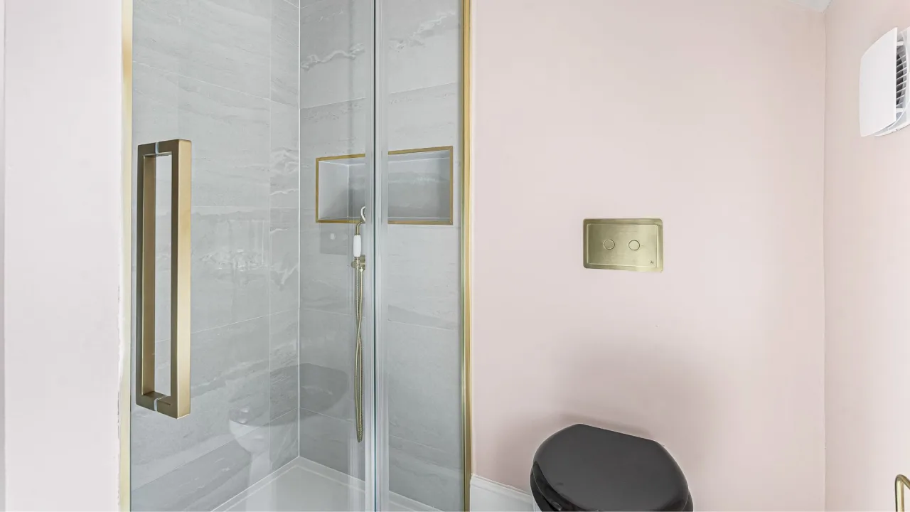 After - The Blush & Brass Loft Shower Room
